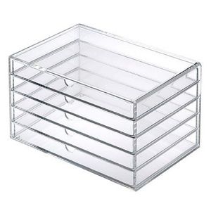 Acrylic makeup jewelry organizer with 5 drawers